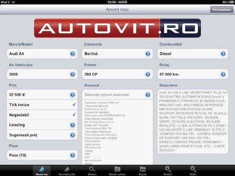Aplicatie iPhone autovit.ro